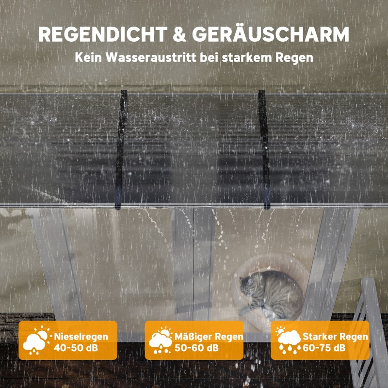 Seinäkatos oviin ja ikkunoihin, polykarbonaatti, 295 x 90 cm, valkoinen