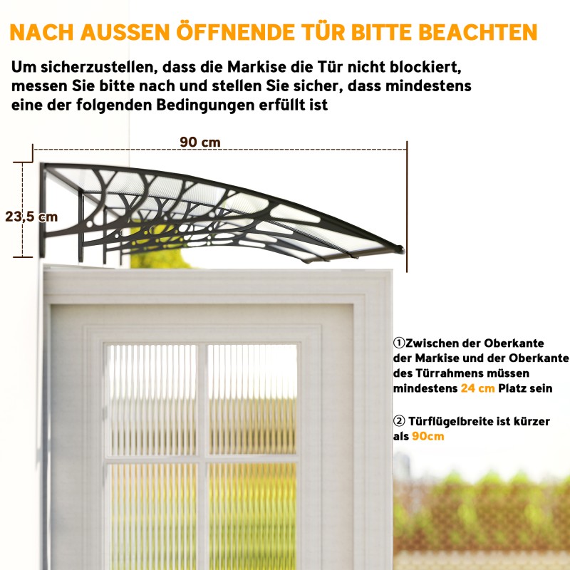 Seinäkatos oviin ja ikkunoihin, polykarbonaatti, 295 x 90 cm, valkoinen