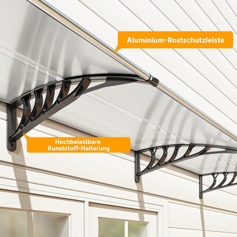 Seinäkatos oviin ja ikkunoihin, polykarbonaatti, 295 x 90 cm, valkoinen