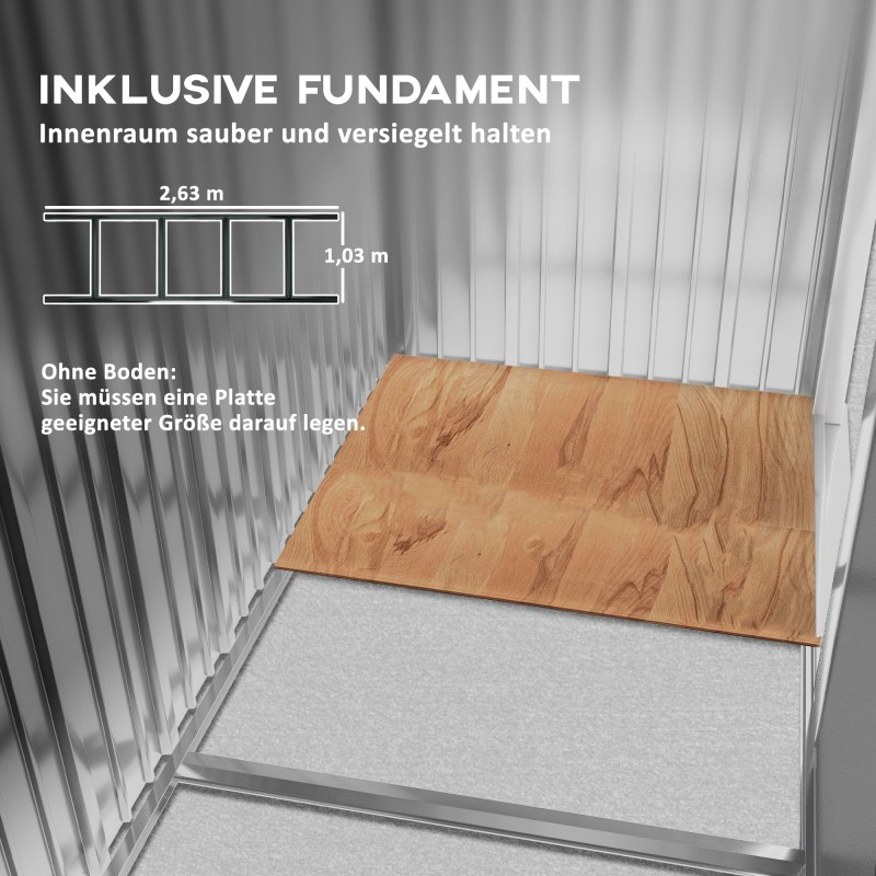 Metallinen pihavarasto liukuovilla 277 x 195 x 192 cm tummanharmaa