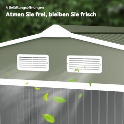 Metallinen puutarhavaja liukuovilla 277 x 195 x 192 cm vaaleanvihreä