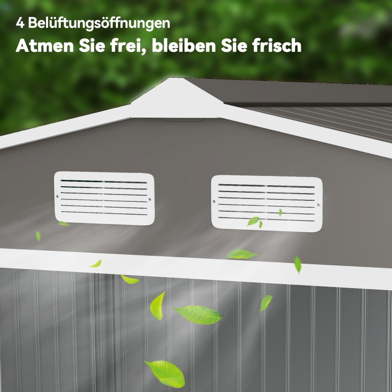 Puutarhavarasto liukuovilla galvanoitu teräs 277 x 195 x 192 cm harmaa