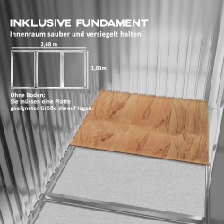 Metallinen puutarhavaja 2 liukuovea 4 ikkunaa 277 x 195 x 192 cm ruskea