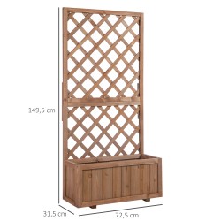 Puinen laatikkoviljelmä säleiköllä, kuusipuuta, 72,5 x 31,5 x 149,5 cm, oranssi