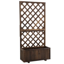 Korotettu puinen istutuslaatikko säleiköllä ulkokäyttöön 72 5 x 31 5 x 149 5 cm ruskea