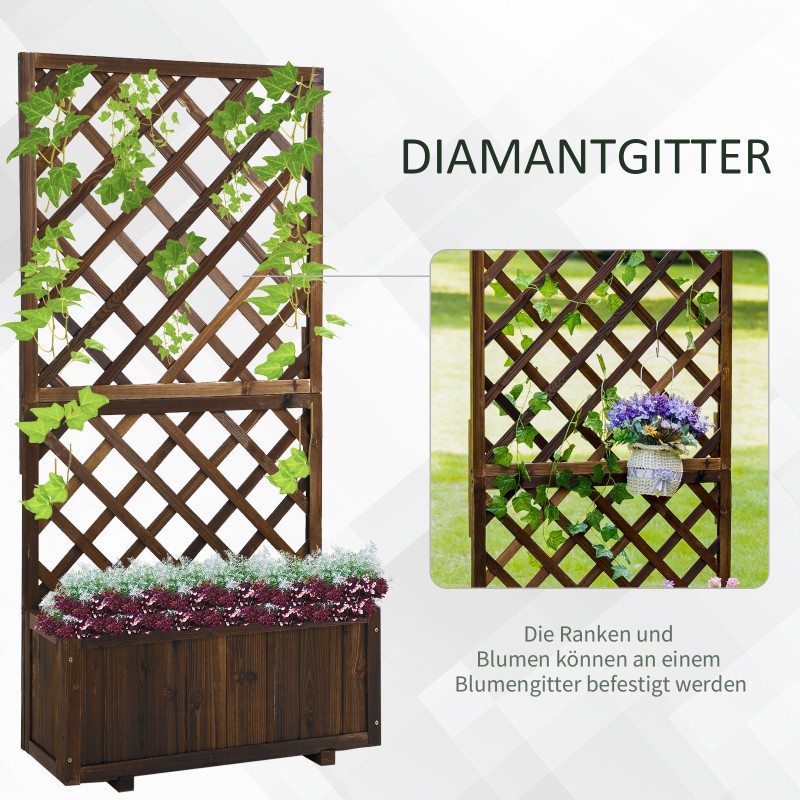 Korotettu puinen istutuslaatikko säleiköllä ulkokäyttöön 72,5 x 31,5 x 149,5 cm ruskea