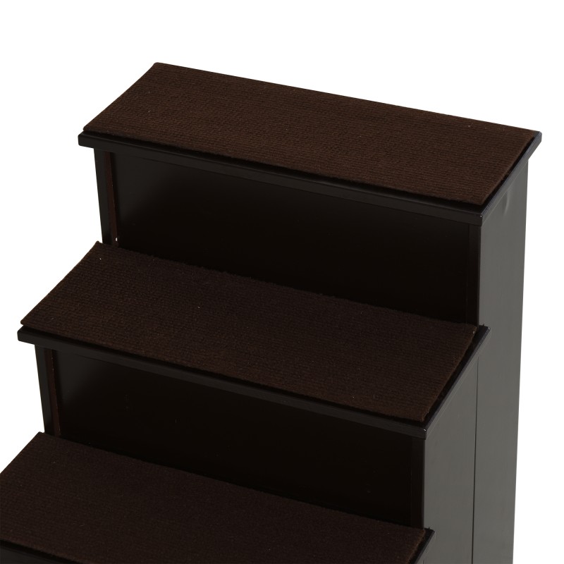 Lemmikkien rappuset koirille ja kissoille, MDF, 4 tasoa, 40 x 59 x 54,2 cm, tummanruskea, max 30 kg