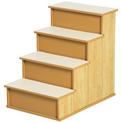 Lemmikkiramppi koirille ja kissoille 4 portainen MDF lyhytnukkainen 40 x 59 x 54 2 cm natur