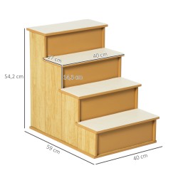 Lemmikkiramppi koirille ja kissoille, 4-portainen MDF/lyhytnukkainen, 40 x 59 x 54,2 cm, natur