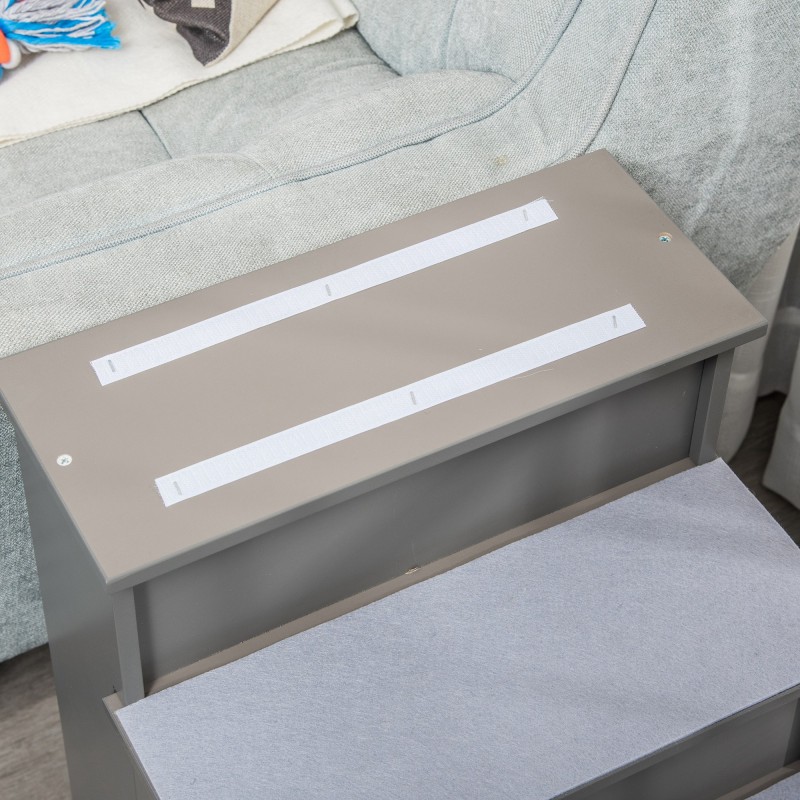 Lemmikkiportaikko koirille ja kissoille, 4-tasoinen MDF ja lyhytnukkainen plushi, 40 x 59 x 54,2 cm, harmaa