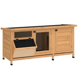 Kaninahäkki ulkokäyttöön kuusipuuta 112x50x54 cm bitumikatolla natur musta