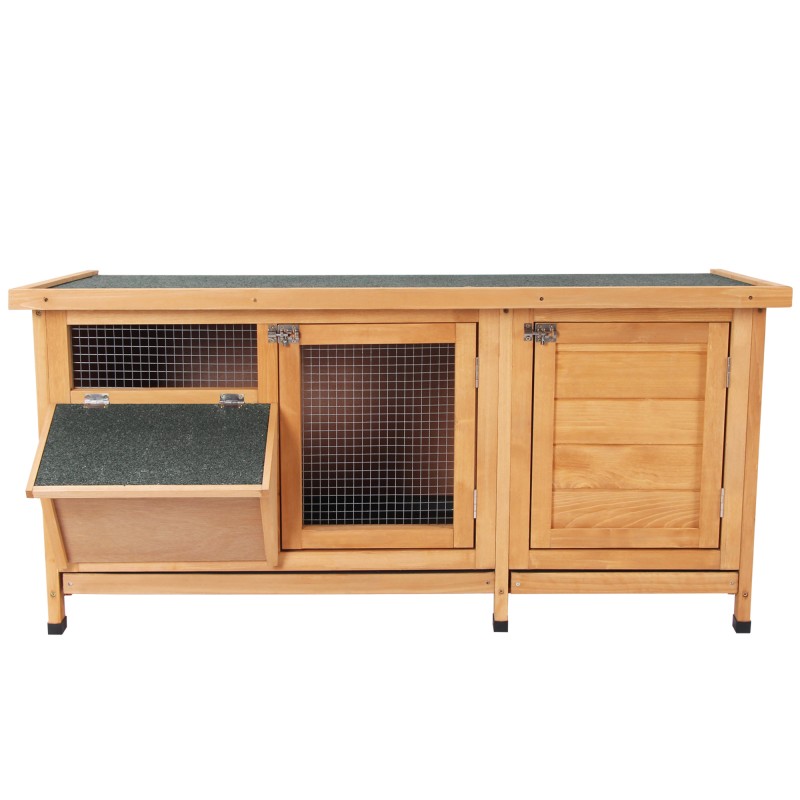 Kaninahäkki ulkokäyttöön kuusipuuta 112x50x54 cm bitumikatolla natur/musta