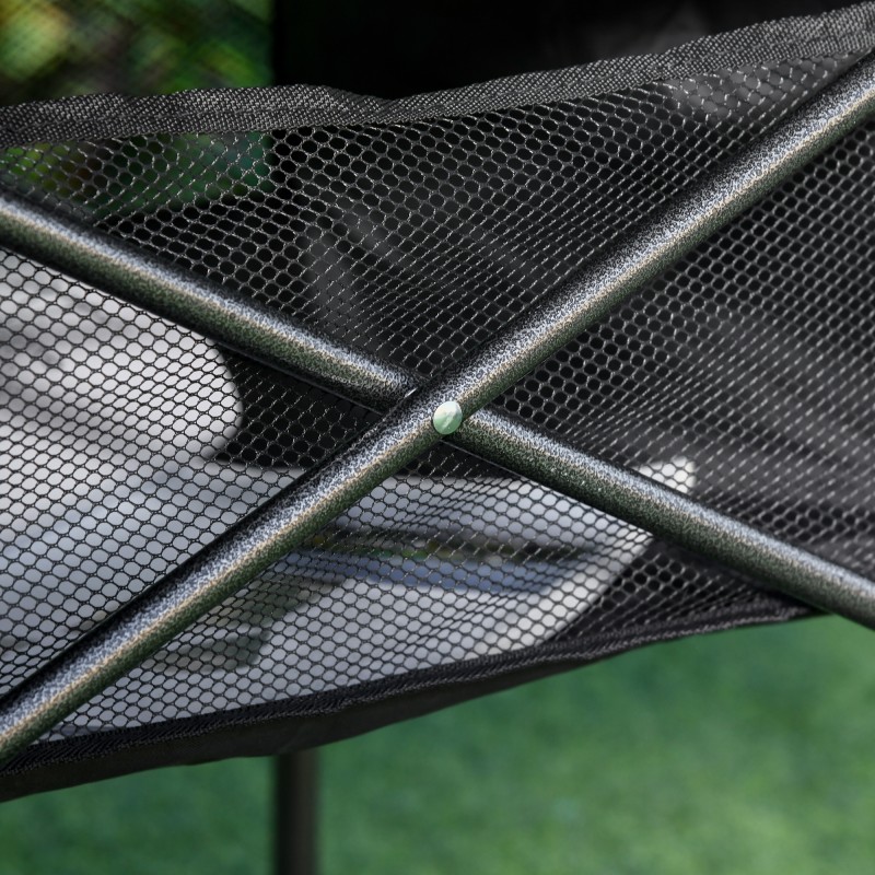 Taitettava alumiininen retkipöytä verkkokankaisella säilytystaskulla 70 x 70 x 69 cm musta