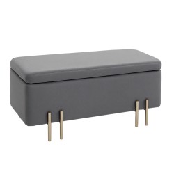 Säilytyspenkki samettimaisella verhoilulla ja metallijaloilla 100 x 40 x 42 cm tummanharmaa