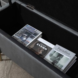 Säilytyspenkki samettimaisella verhoilulla ja metallijaloilla 100 x 40 x 42 cm tummanharmaa