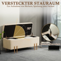 Säilytyspenkki vaahtomuovilla ja metallijaloilla 100 x 40 x 42 cm beige