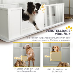 Pentulaatikko koiralle, puu, aluslaatta, 166 x 80 x 50 cm, valkoinen