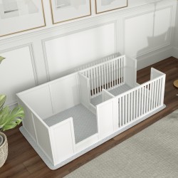 Pentulaatikko koiralle, puu, aluslaatta, 166 x 80 x 50 cm, valkoinen