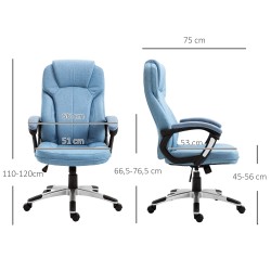 Työtuoli toimistotuoli ergonominen keinutoiminto pellavakangas 66x75x110–120 cm vaaleansininen