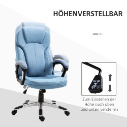 Työtuoli toimistotuoli ergonominen keinutoiminto pellavakangas 66x75x110–120 cm vaaleansininen