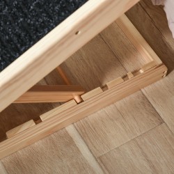 Säädettävä lemmikkiramppi koirille ja kissoille, mäntypuu ja polyesteri, 90 x 40 x 61 cm, musta/luonnonpuu