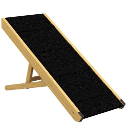 Koiran ramppi säädettävä puinen lemmikkiramppi 4 tasolla taitettava mäntypuu enint 15 kg luonnonpuu musta