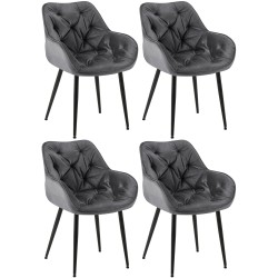 Tyylikäs 4 kappaleen samettituolisetti ruokailuhuoneeseen metallirungolla