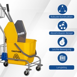 Lattianpesuämpäri puristimella ja pyörillä, 26 l, muovi/metalli, keltainen