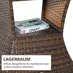 Puutarhan sivupöytä aurinkovarjolle, polyrottinki, 54 x 54 x 55 cm, ruskea