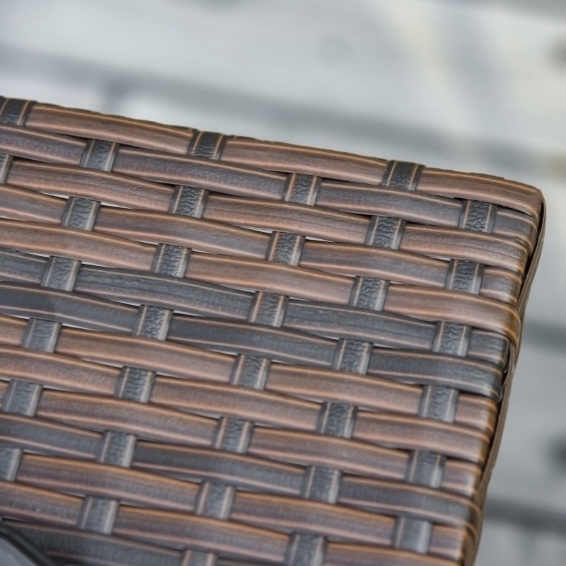 Puutarhan sivupöytä aurinkovarjolle, polyrottinki, 54 x 54 x 55 cm, ruskea