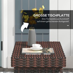 Taitettava polyrottinkinen puutarhan sivupöytä ulkokäyttöön 60 x 41 x 41 cm ruskea