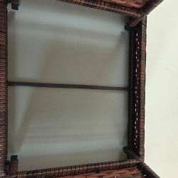 Taitettava polyrottinkinen puutarhan sivupöytä ulkokäyttöön 60 x 41 x 41 cm ruskea