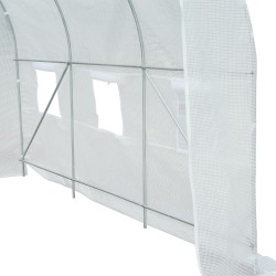 Kasvutunneli kasvihuone PE-muovikate 350 x 200 x 200 cm, sinkitty teräsrunko, valkoinen