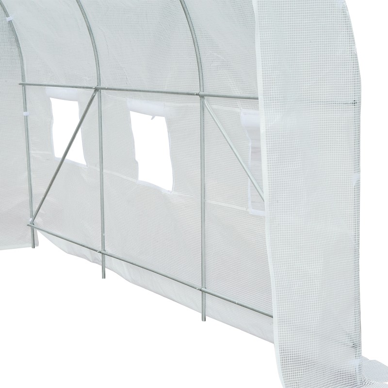 Kasvutunneli kasvihuone PE-muovikate 350 x 200 x 200 cm, sinkitty teräsrunko, valkoinen