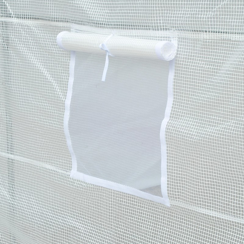 Kasvutunneli kasvihuone PE-muovikate 350 x 200 x 200 cm, sinkitty teräsrunko, valkoinen