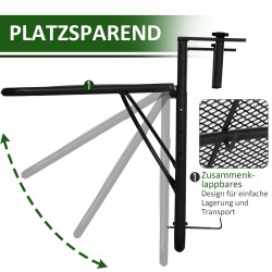 Ripustettava parvekepöytä terassille, metalli, säädettävä korkeus, 60 x 56,5 x 45 cm, musta
