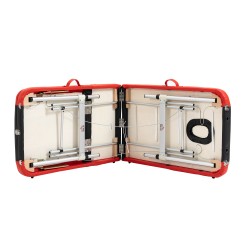 Hierontapöytä 3-osainen alumiinirunkoinen taitettava 215 x 81 cm 225 kg musta/punainen