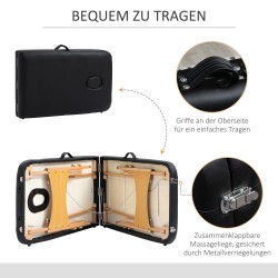 Hierontapöytä, kokoontaitettava ja korkeussäädettävä, pyökki ja keinonahka, musta