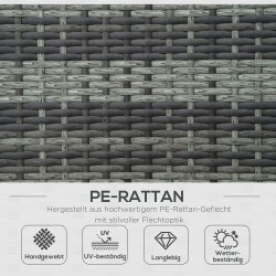 Kahden hengen polyrottinki aurinkosänky ulkokäyttöön, metallirunko, harmaa 196 x 120 x 28 cm