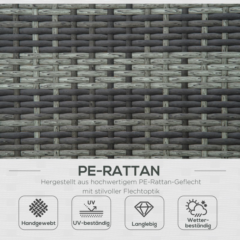 Kahden hengen polyrottinki aurinkosänky ulkokäyttöön, metallirunko, harmaa 196 x 120 x 28 cm