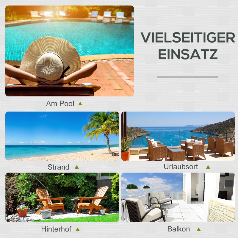 Kahden hengen polyrottinki aurinkosänky ulkokäyttöön, metallirunko, harmaa 196 x 120 x 28 cm