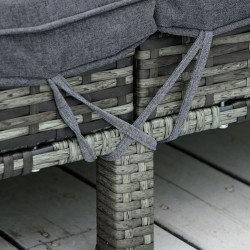 Kahden hengen polyrottinki aurinkosänky ulkokäyttöön, metallirunko, harmaa 196 x 120 x 28 cm