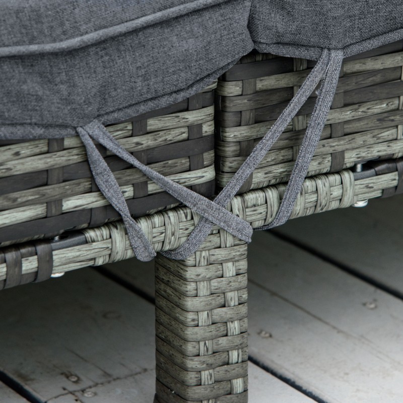 Kahden hengen polyrottinki aurinkosänky ulkokäyttöön, metallirunko, harmaa 196 x 120 x 28 cm