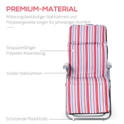 Taitettava puutarhan lepotuolisetti 2 kpl, teräs ja polyesteri, säädettävä selkänoja, punainen