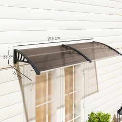 Ovikatos polykarbonaatti ja alumiini 75 x 195 x 23 cm ruskea UV- ja säänkestävä