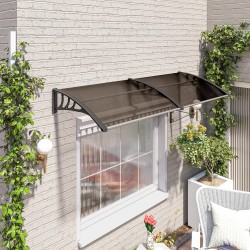 Ovikatos polykarbonaatti ja alumiini 75 x 195 x 23 cm ruskea UV- ja säänkestävä