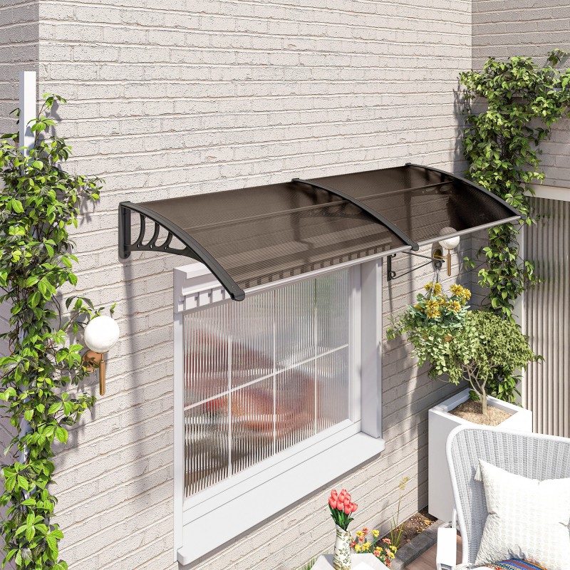 Ovikatos polykarbonaatti ja alumiini 75 x 195 x 23 cm ruskea UV- ja säänkestävä