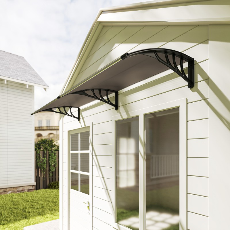 Ovikatos polykarbonaatti ja alumiini 75 x 195 x 23 cm ruskea UV- ja säänkestävä