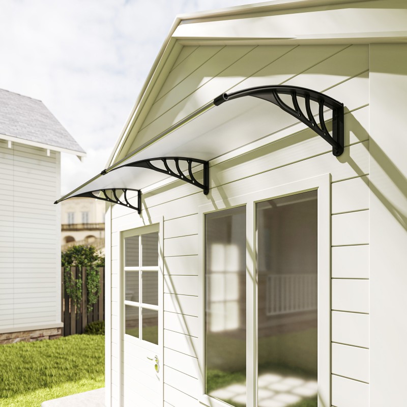 Ovikatos ulko-ovelle 75x195x23 cm polykarbonaatti ja alumiini läpinäkyvä