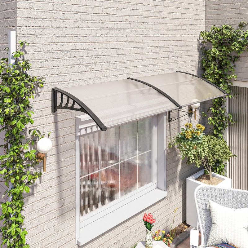 Ovikatos ulko-ovelle 75x195x23 cm polykarbonaatti ja alumiini läpinäkyvä